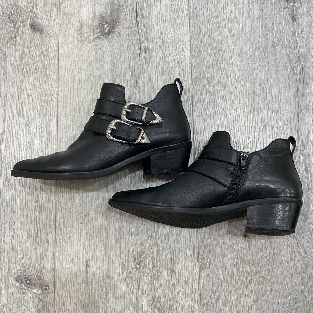 Steve Madden Leather Ankle Buckle Booties - Picture 2 of 4